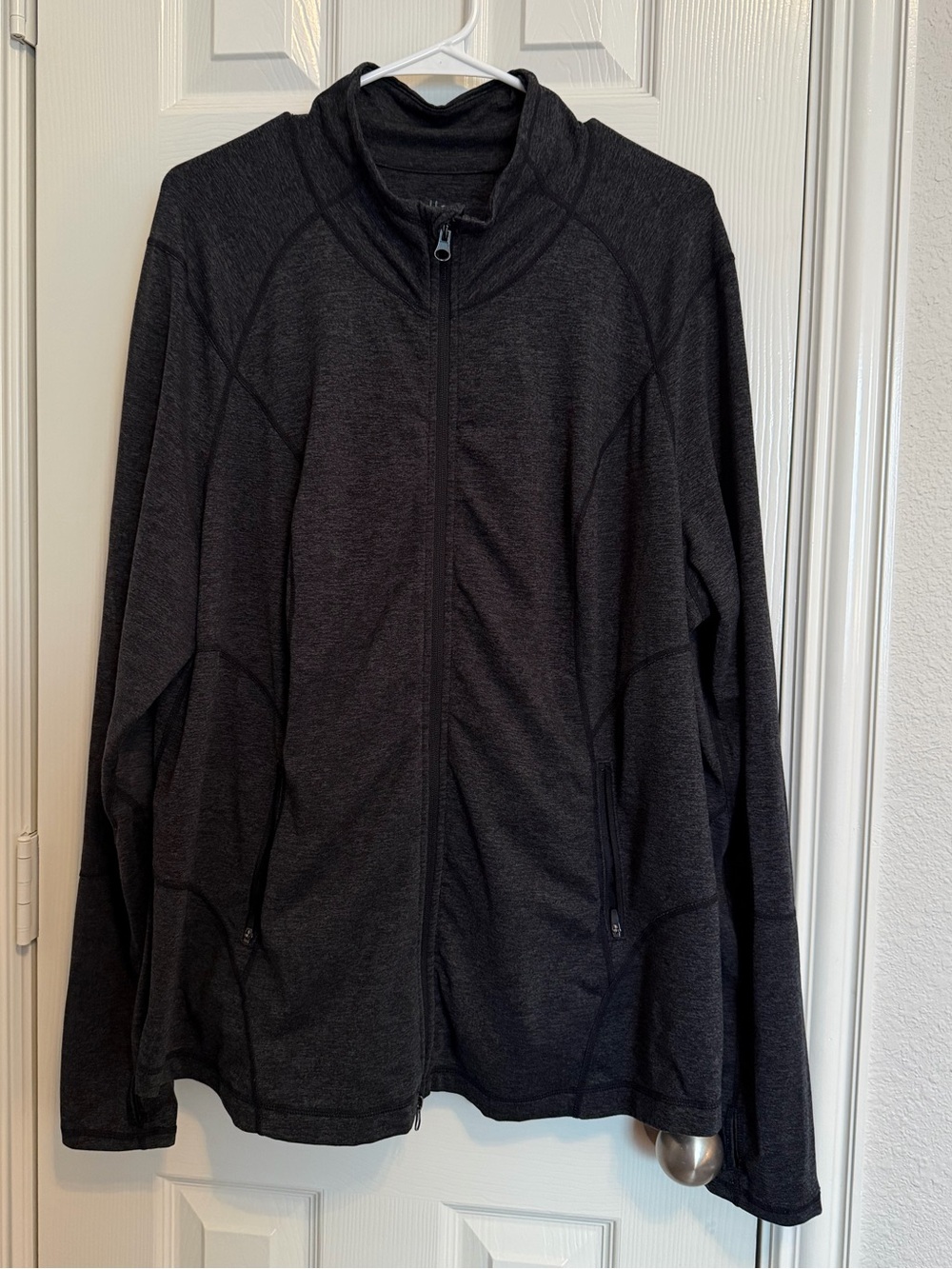 Zella Women’s Black Heather Full Zip Athletic Jacket Thumbholes Plus Size